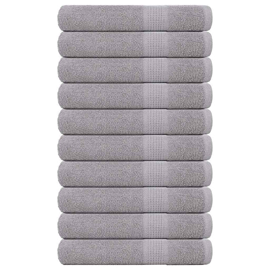 Towels 10 pcs Grey 100x200 cm 360 gsm 100% Cotton