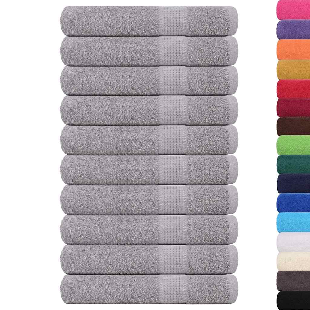 Towels 10 pcs Grey 100x200 cm 360 gsm 100% Cotton