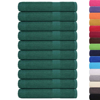 Towels 10 pcs Green 100x200 cm 360 gsm 100% Cotton