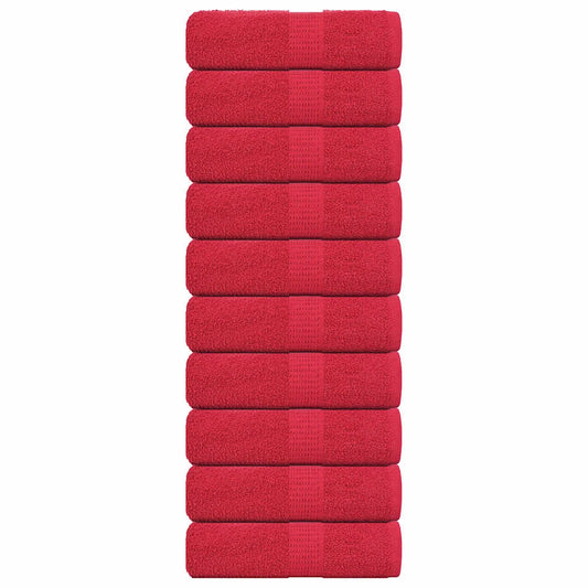 Guest Towels 10 pcs Red 30x50 cm 360 gsm 100% Cotton