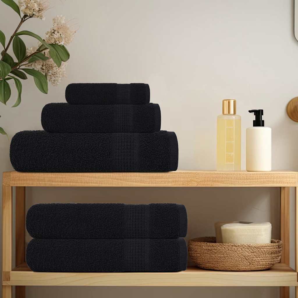 Soap Towels 4 pcs Black 30x30 cm 360 gsm 100% Cotton