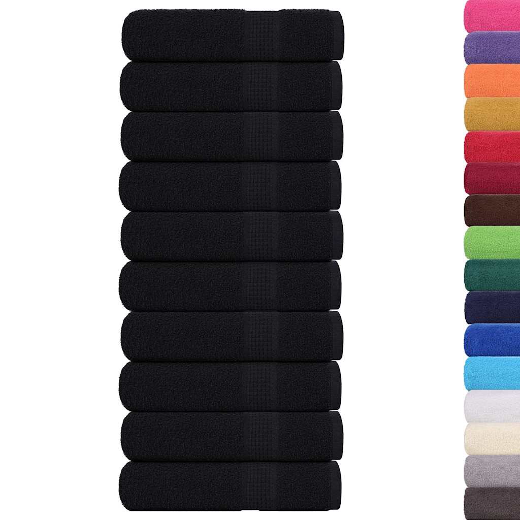 Hand Towels 10 pcs Black 50x100 cm 360 gsm 100% Cotton