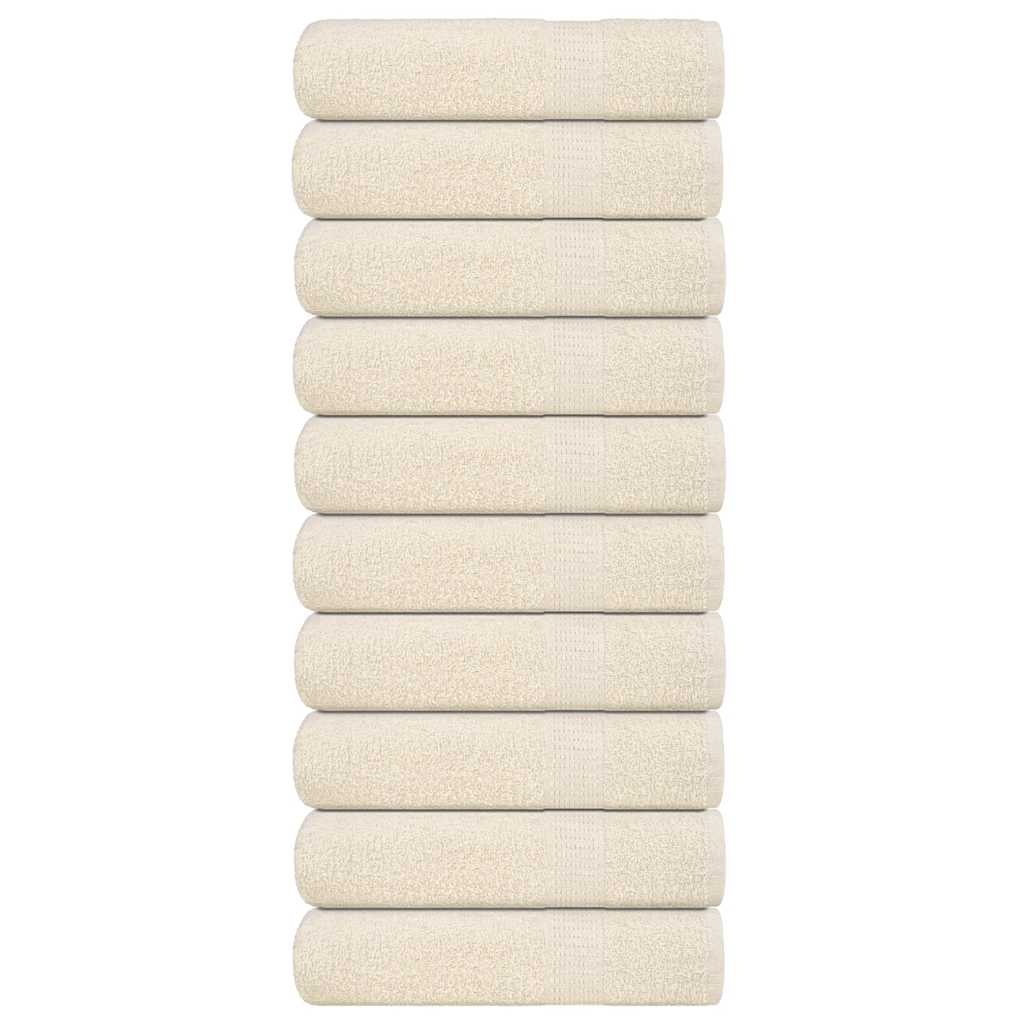 Hand Towels 10 pcs Cream 50x100 cm 360 gsm 100% Cotton