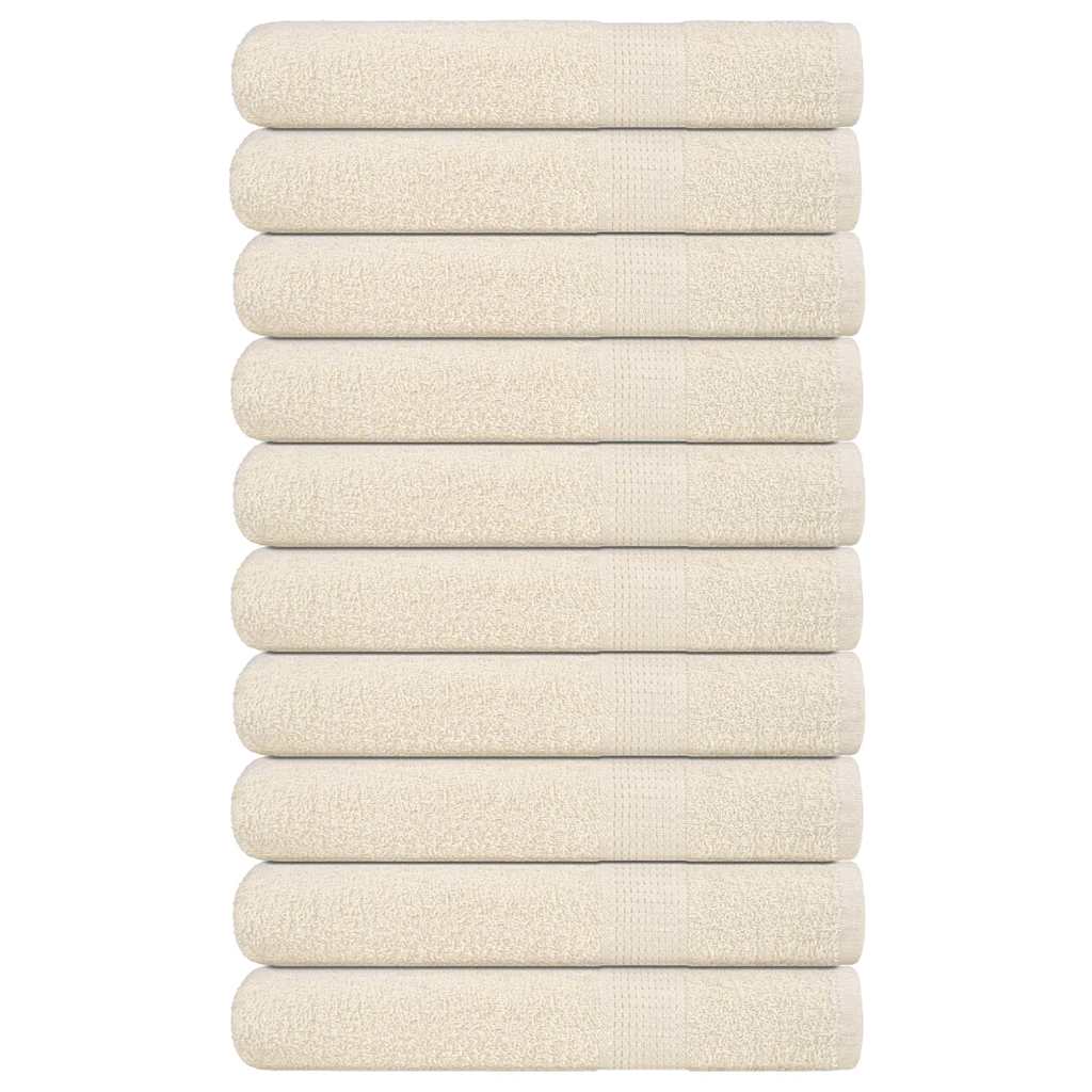 Towels 10 pcs Cream 100x200 cm 360 gsm 100% Cotton