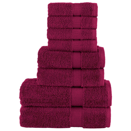 8 Piece Premium Towel Set SOLUND Bordeaux 600 gsm