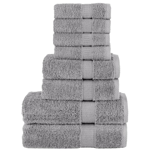 8 Piece Premium Towel Set SOLUND Grey 600 gsm