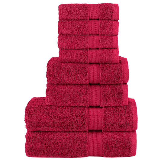 8 Piece Premium Towel Set SOLUND Red 600 gsm