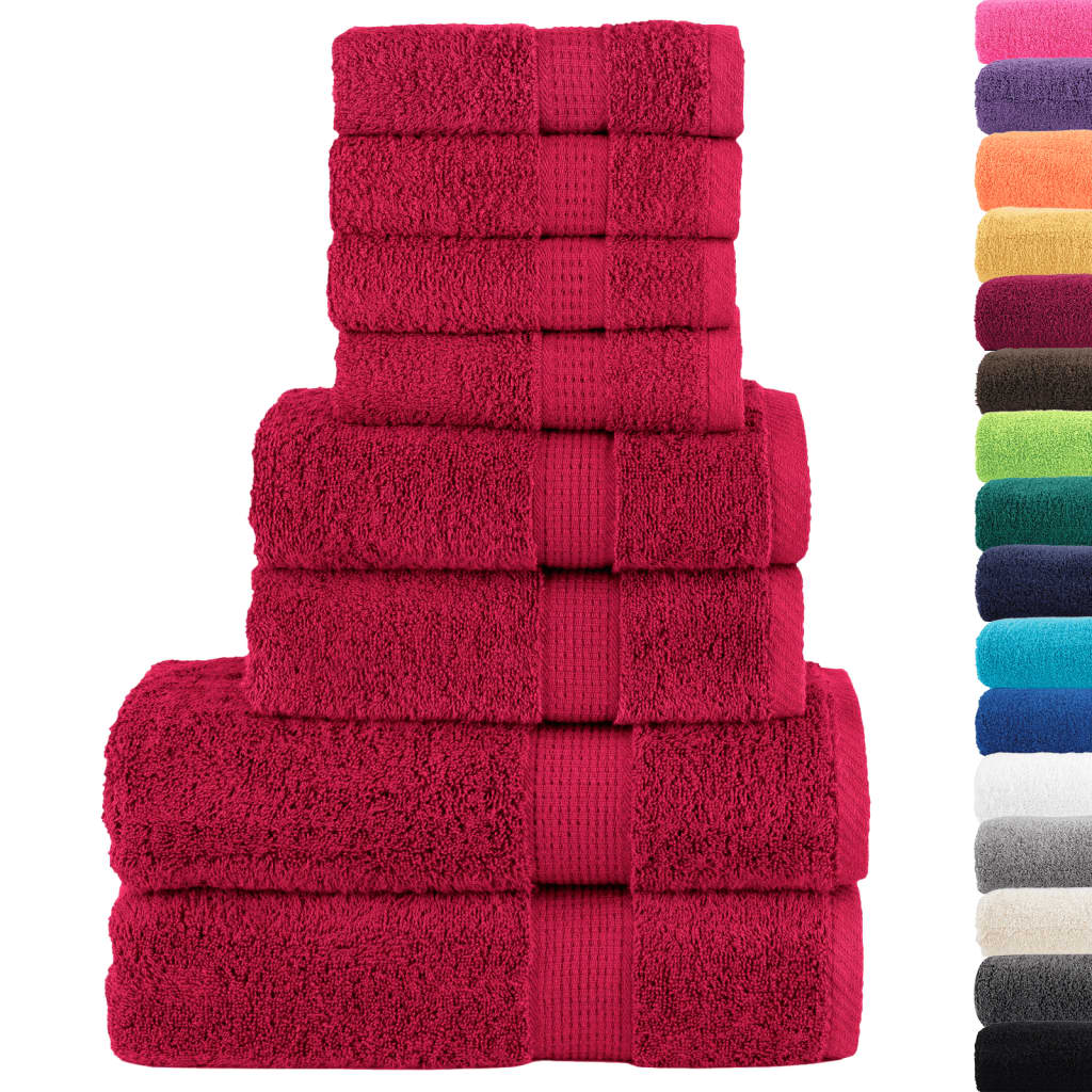 8 Piece Premium Towel Set SOLUND Red 600 gsm