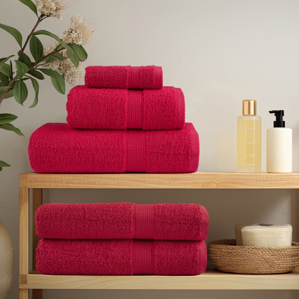 8 Piece Premium Towel Set SOLUND Red 600 gsm