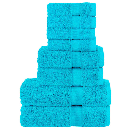 8 Piece Premium Towel Set SOLUND Turquoise 600 gsm