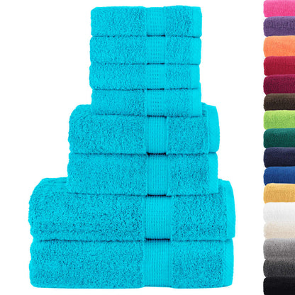 8 Piece Premium Towel Set SOLUND Turquoise 600 gsm