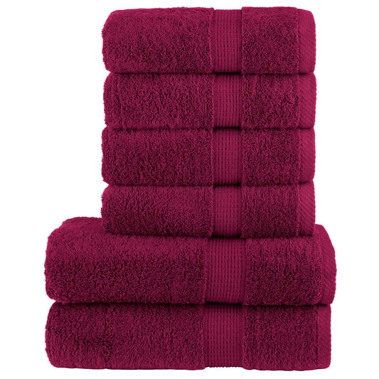 6 Piece Premium Towel Set SOLUND Bordeaux 600 gsm