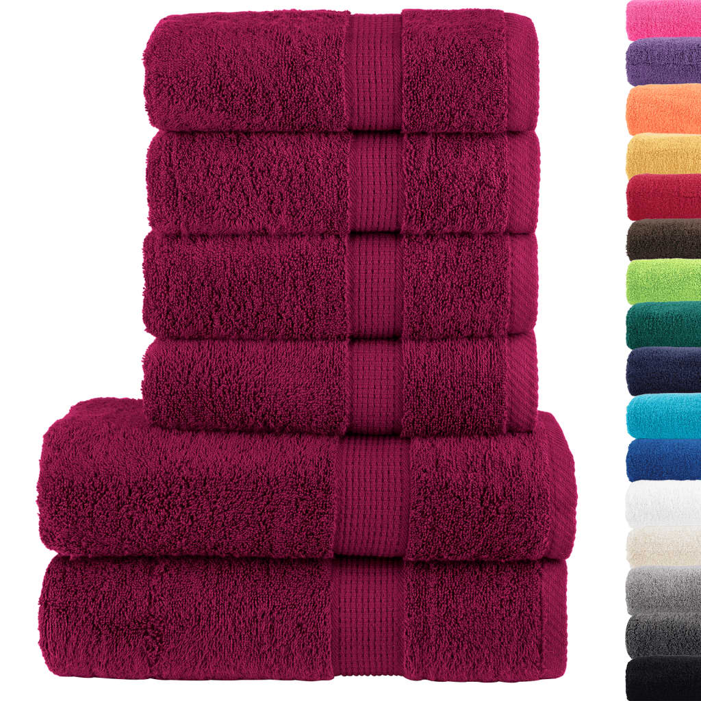 6 Piece Premium Towel Set SOLUND Bordeaux 600 gsm