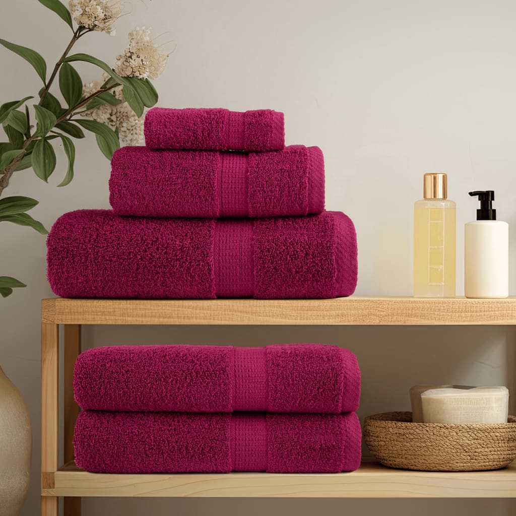 6 Piece Premium Towel Set SOLUND Bordeaux 600 gsm