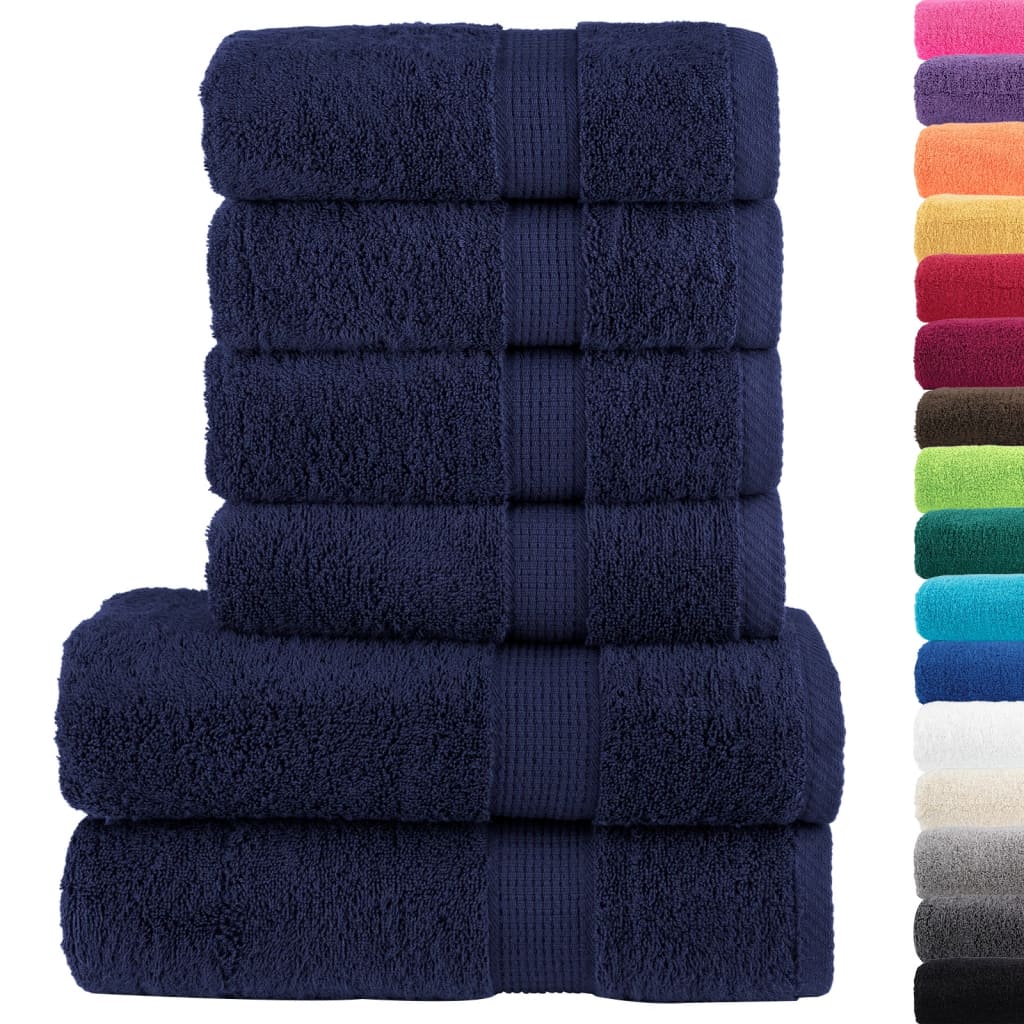 6 Piece Premium Towel Set SOLUND Navy Blue 600 gsm