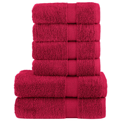 6 Piece Premium Towel Set SOLUND Red 600 gsm