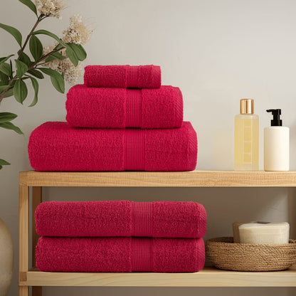 6 Piece Premium Towel Set SOLUND Red 600 gsm