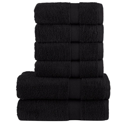 6 Piece Premium Towel Set SOLUND Black 600 gsm