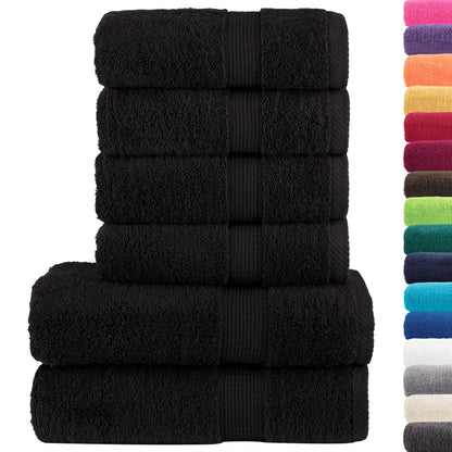 6 Piece Premium Towel Set SOLUND Black 600 gsm