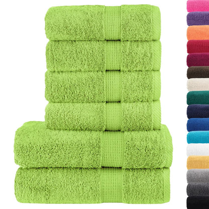 6 Piece Premium Towel Set SOLUND Apple Green 600 gsm