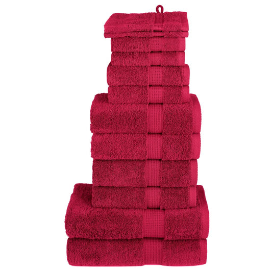 12 Piece Premium Towel Set SOLUND Red 600 gsm