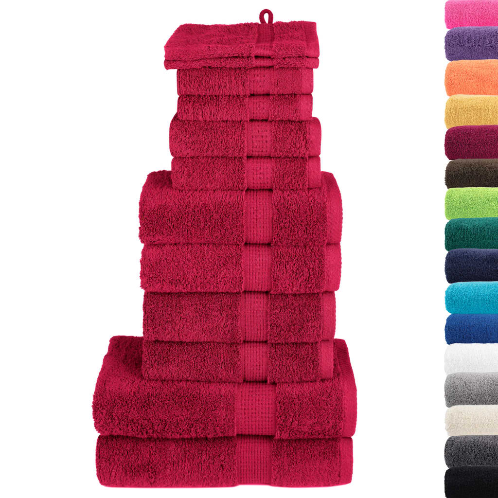 12 Piece Premium Towel Set SOLUND Red 600 gsm