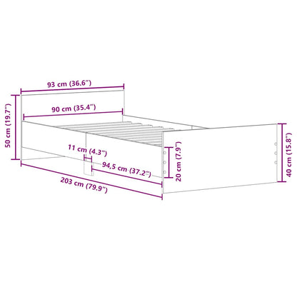 Bed Frame without Mattress Concrete Grey 90x200 cm