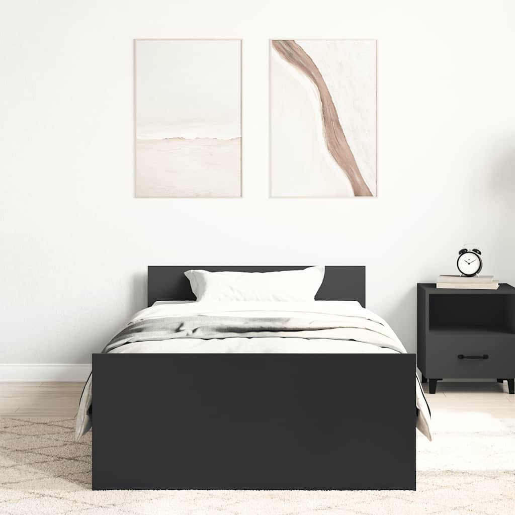 Bed Frame without Mattress Black 100x200 cm Engineered Wood