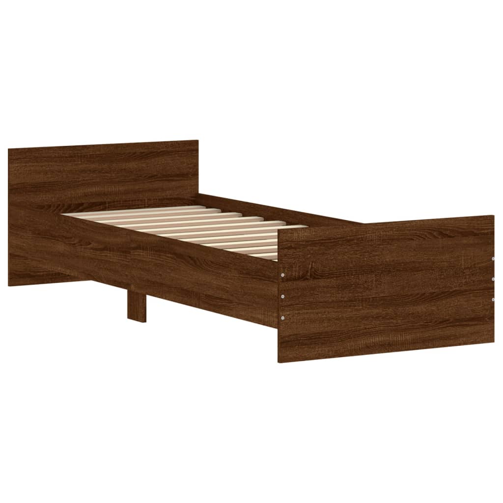 Bed Frame without Mattress Brown Oak 75x190 cm Small Single  Engineered Wood