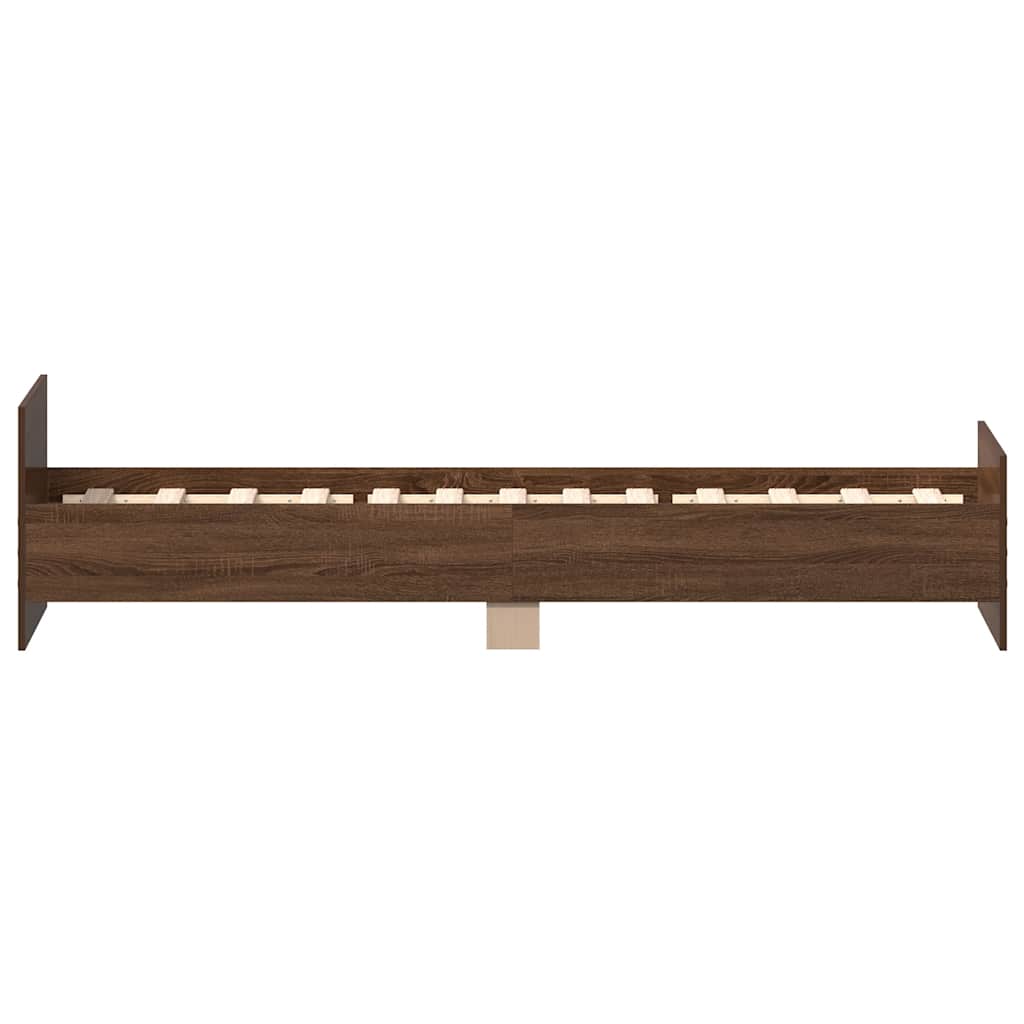 Bed Frame without Mattress Brown Oak 75x190 cm Small Single  Engineered Wood
