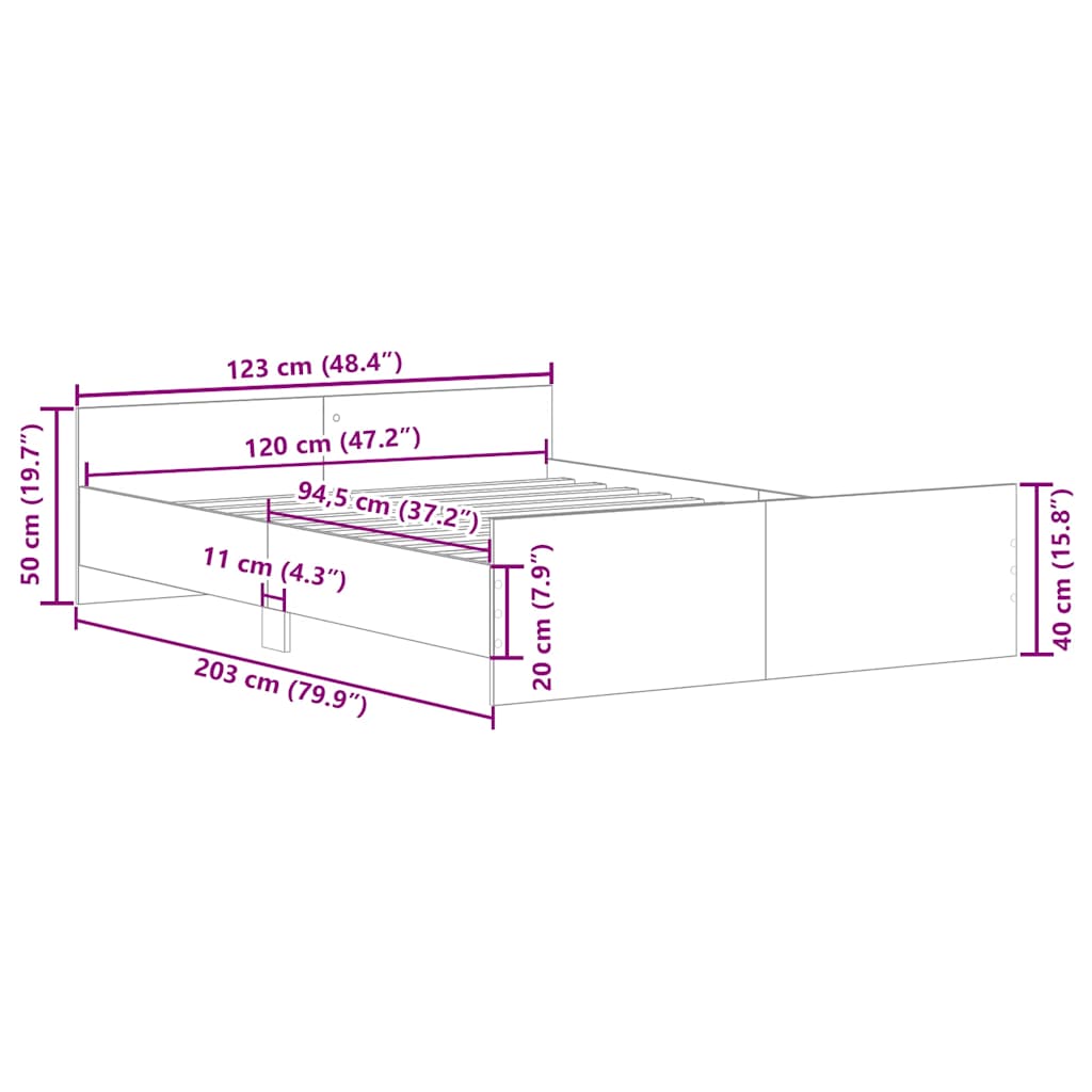 Bed Frame without Mattress Sonoma Oak 120x200 cm