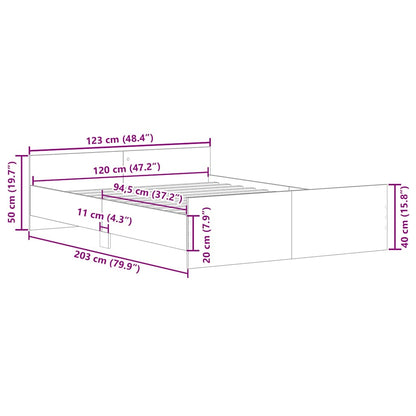 Bed Frame without Mattress Concrete Grey 120x200 cm
