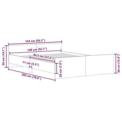 Bed Frame without Mattress Smoked Oak 140x200 cm