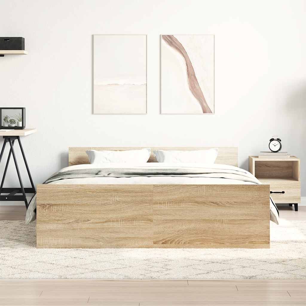 Bed Frame without Mattress Sonoma Oak 150x200 cm King Size