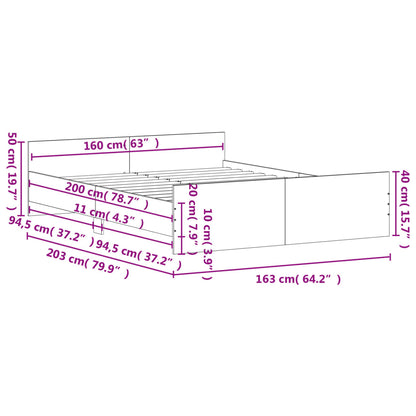 Bed Frame without Mattress Sonoma Oak 160x200 cm