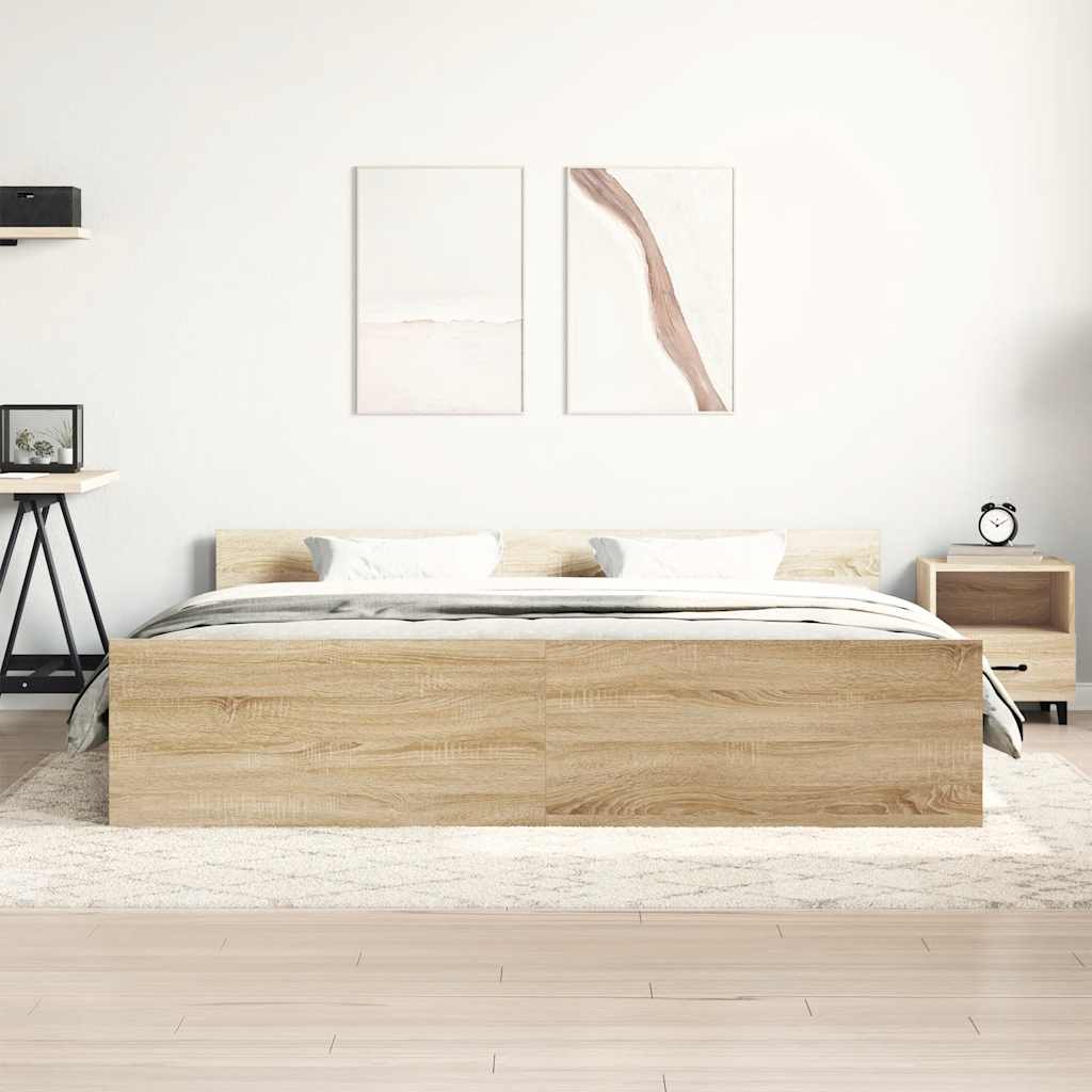 Bed Frame without Mattress Sonoma Oak 180x200 cm Super King