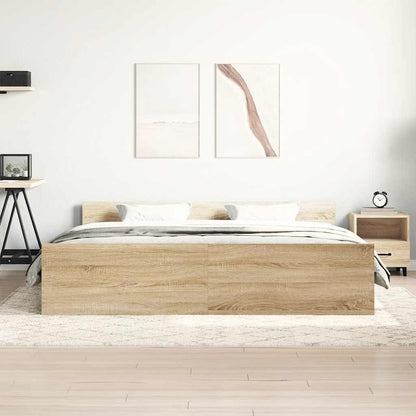 Bed Frame without Mattress Sonoma Oak 180x200 cm Super King
