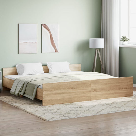 Bed Frame without Mattress Sonoma Oak 180x200 cm Super King