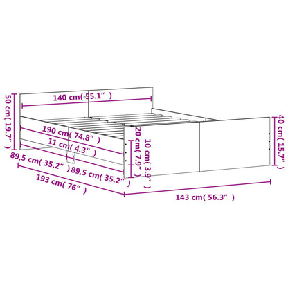 Bed Frame without Mattress Black 140x190 cm