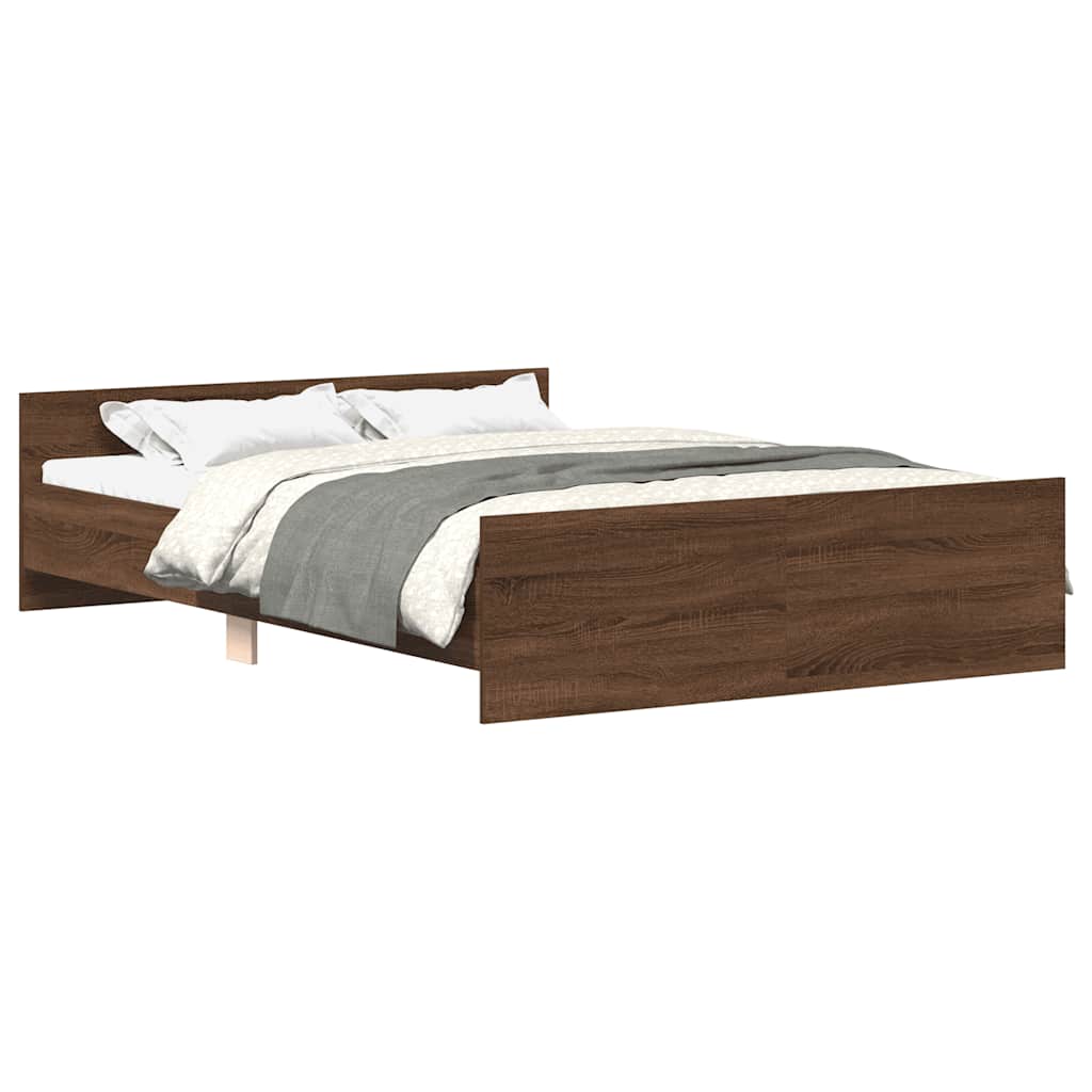 Bed Frame without Mattress Brown Oak 140x190 cm