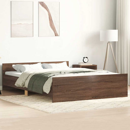 Bed Frame without Mattress Brown Oak 140x190 cm