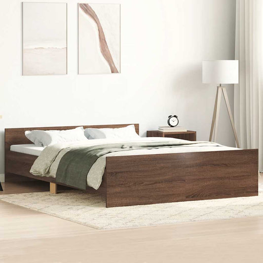 Bed Frame without Mattress Brown Oak 140x190 cm