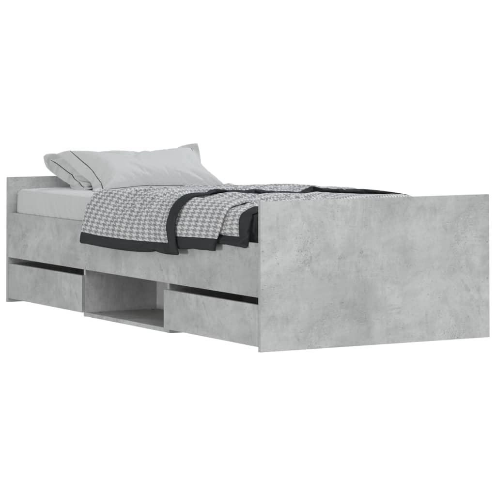 Bed Frame without Mattress Concrete Grey 100x200 cm