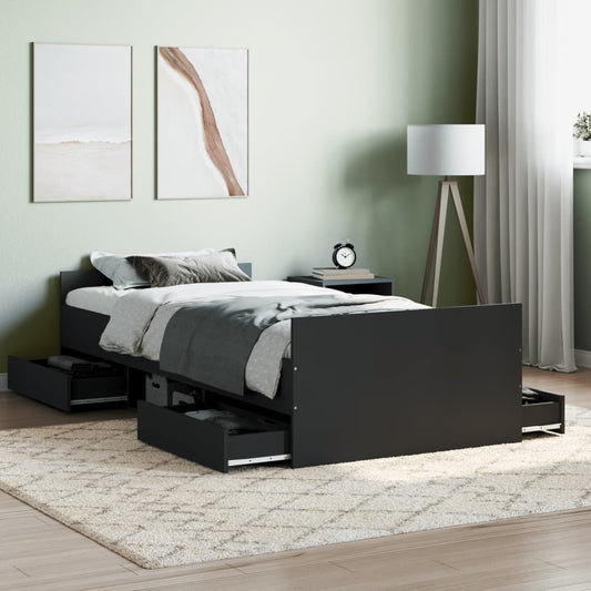 Bed Frame without Mattress Black 90x200 cm