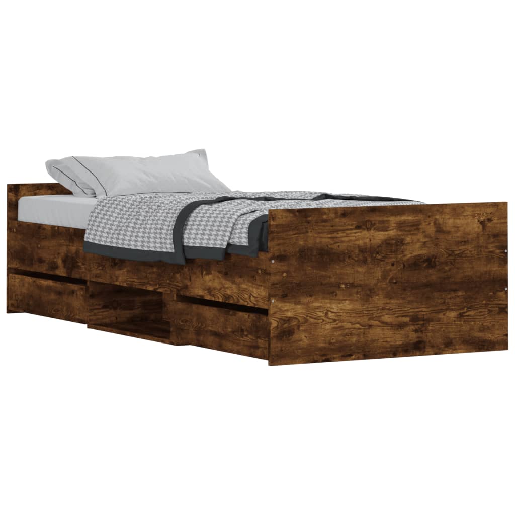 Bed Frame without Mattress Smoked Oak 90x200 cm