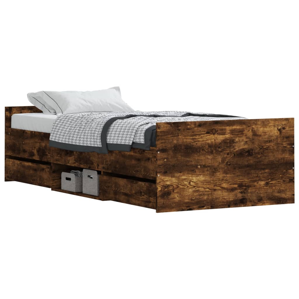 Bed Frame without Mattress Smoked Oak 90x200 cm