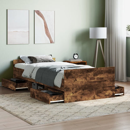 Bed Frame without Mattress Smoked Oak 90x200 cm