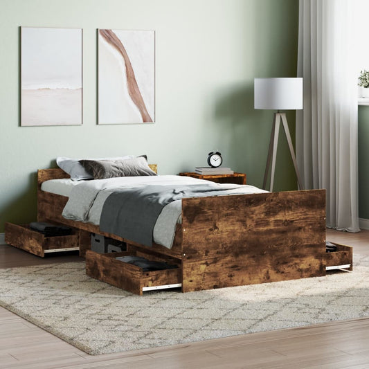 Bed Frame without Mattress Smoked Oak 90x200 cm