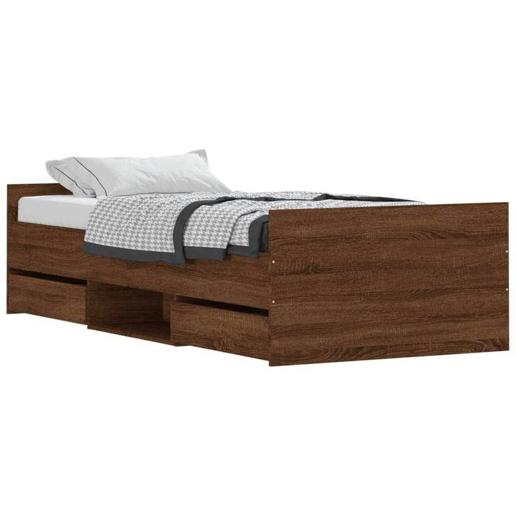 Bed Frame without Mattress Brown Oak 90x200 cm