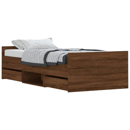 Bed Frame without Mattress Brown Oak 90x200 cm